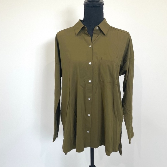 J.Jill Moss Green Button Up Blouse - Picture 1 of 9